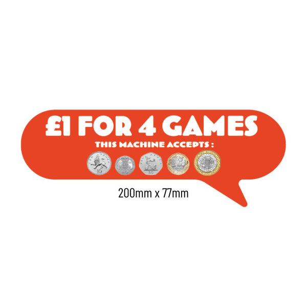 £1 For 4 Games Price of Play Stickers in Orange - Large