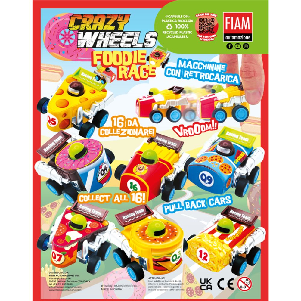 Crazy Wheels Foodie Race (x300) 65mm Prize Capsules