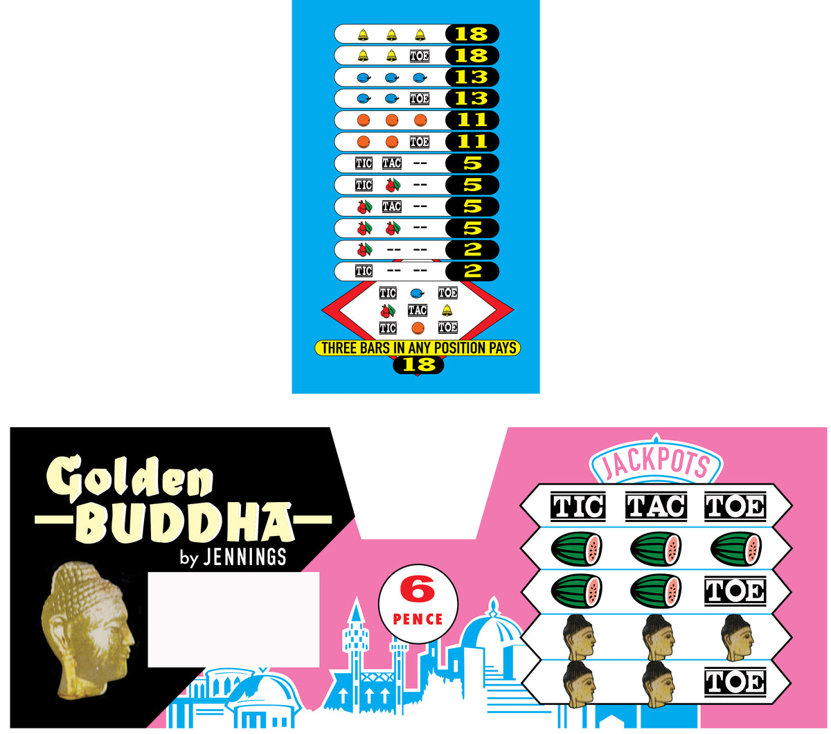 Jennings Governor Golden Buddah Recreation one armed bandit Artwork Kit - Retro Spares