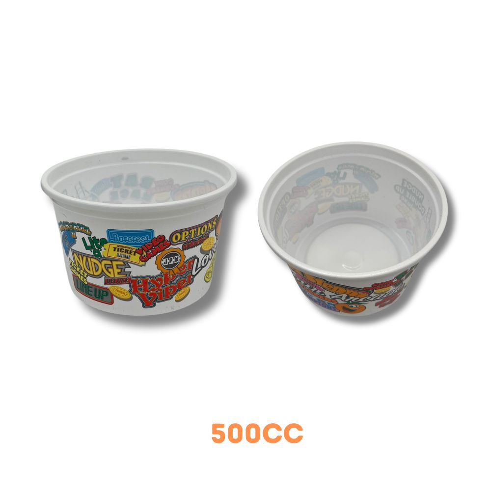 Plastic Large Coin Cups 500cc (x800) - Love Your Arcade Theme
