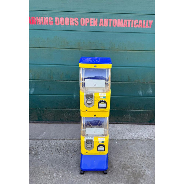 Used Tomy Gacha 2 Head Capsule Vending Machine Blue /Yellow