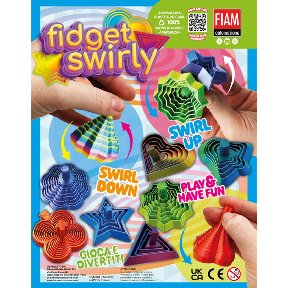 Fidget Swirly in 65mm novelty vending capsules