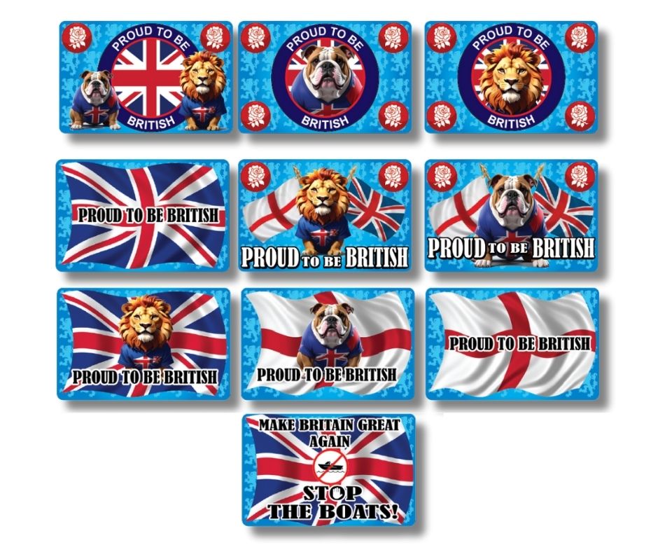 2p Machine Proud To Be British plastic cards (x250) Great for Pusher Prizes