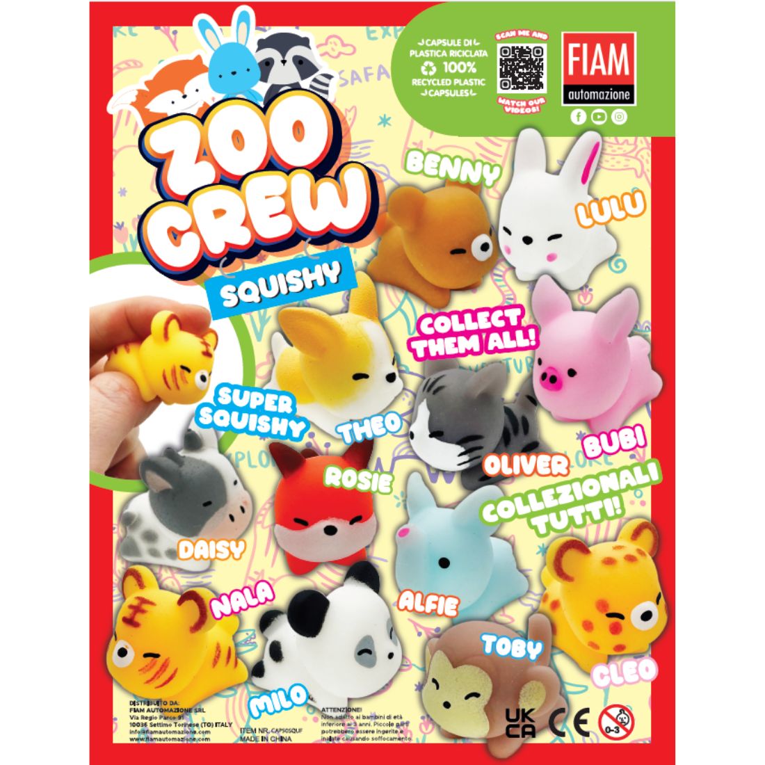 Zoo Crew Squishy 50mm (x600) Novelty Vending Capsules