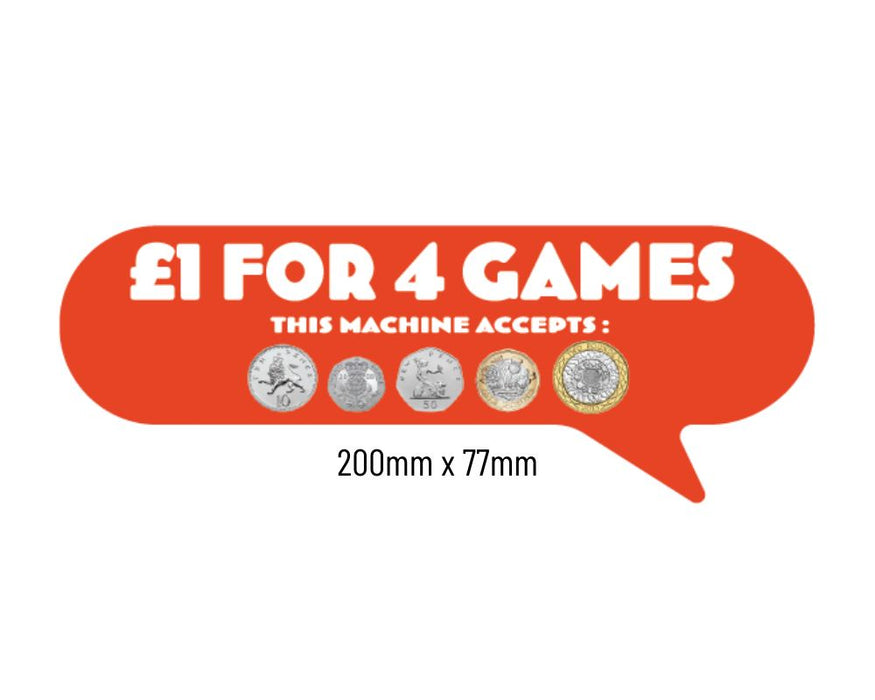 £1 For 4 Games Price of Play Stickers in Orange - Large