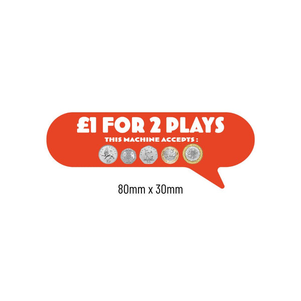 £1 For 2 Plays Price of Play Stickers in Orange - Small