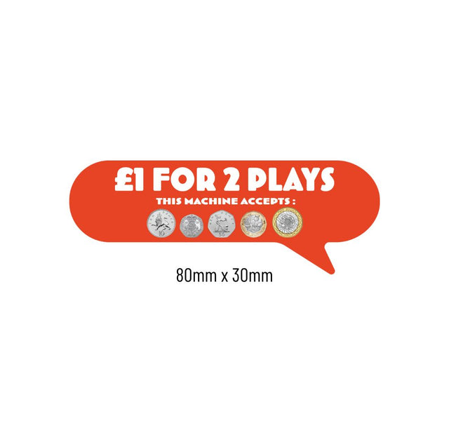 £1 For 2 Plays Price of Play Stickers in Orange - Small