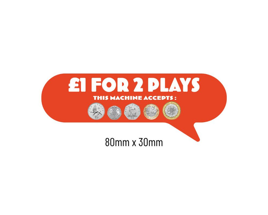 £1 For 2 Plays Price of Play Stickers in Orange - Small