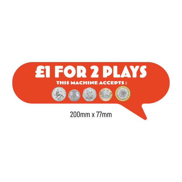 £1 For 2 Plays Price of Play Stickers in Orange - Large