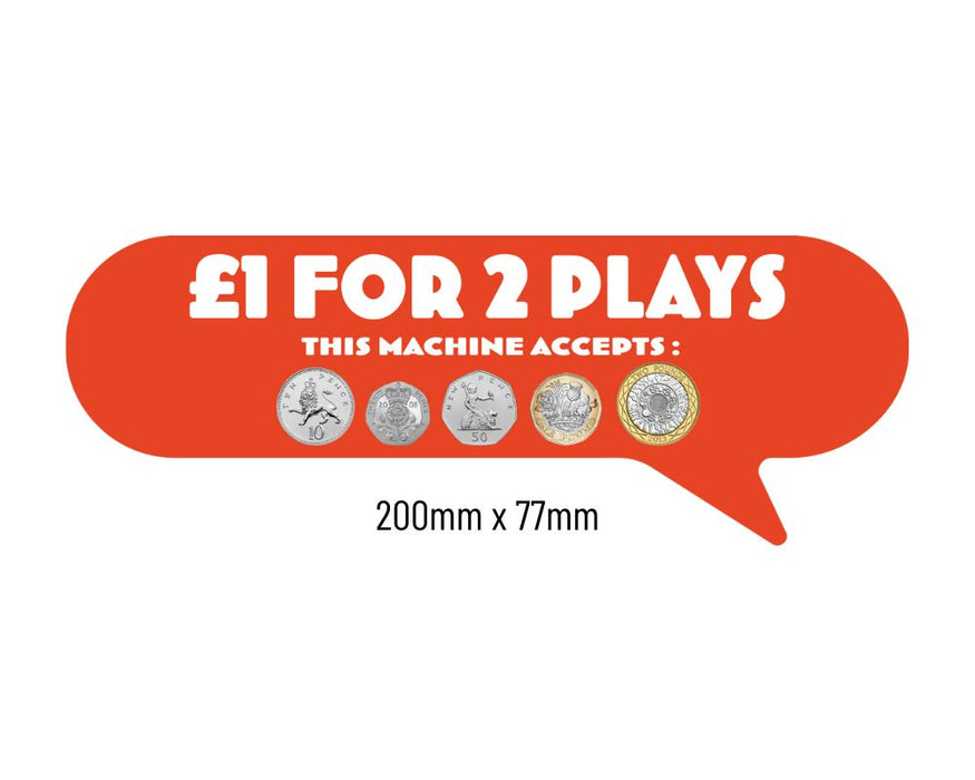 £1 For 2 Plays Price of Play Stickers in Orange - Large