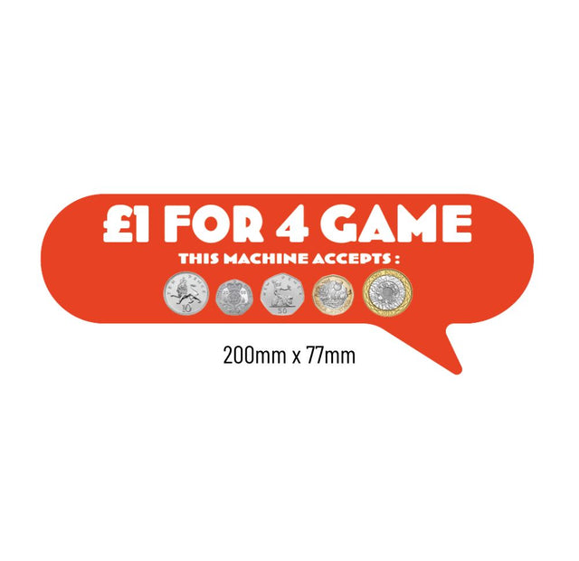 £1 For 4 Plays Price of Play Stickers in Orange - Large