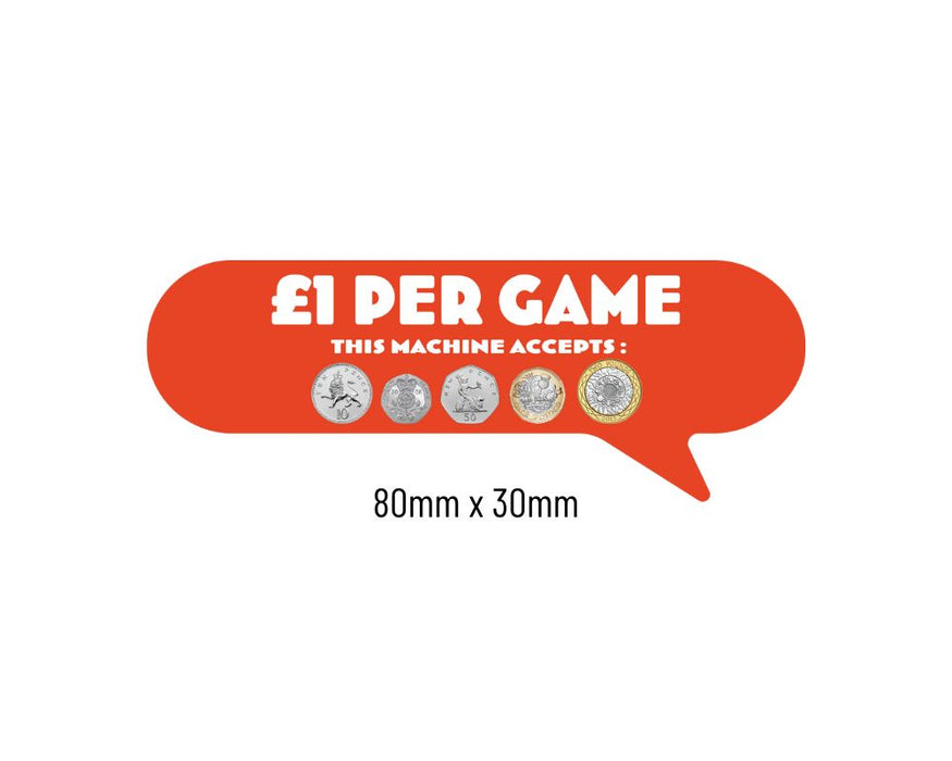 £1 Per Play Price of Play Stickers in Orange  - Small