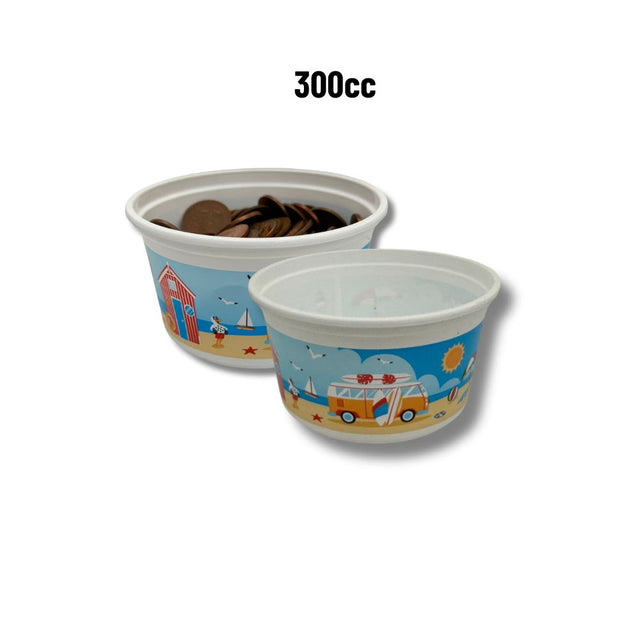 Small Coin Cups 300cc (x1000) - Seaside Theme - Recycled Materials