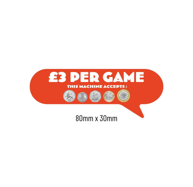 £3 Per Play Price of Play Stickers in Orange - Small