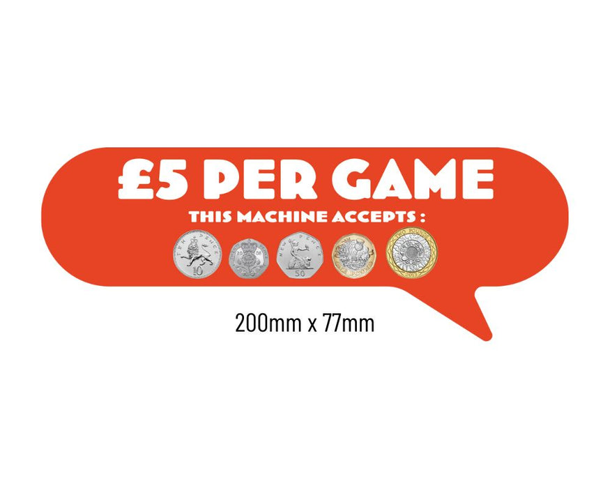 £5 Per Play Price of Play Stickers in Orange - Large