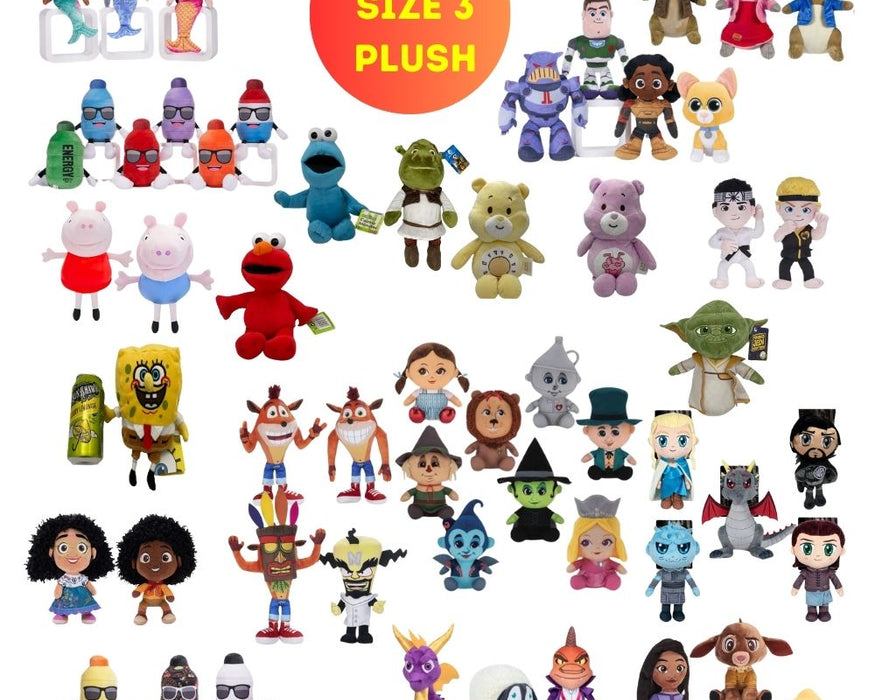 Assorted Prize Plush Mix - Size 3 - Assorted Licensed Prize Plush Toys (x50)