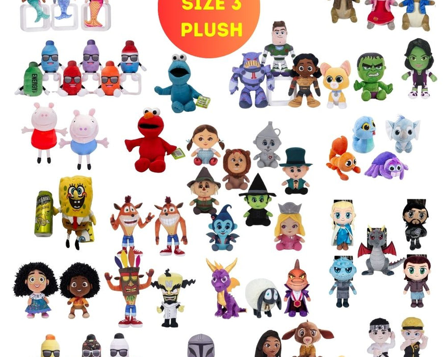 Assorted Prize Plush Mix - Size 3 - Assorted Licensed Prize Plush Toys (x50)