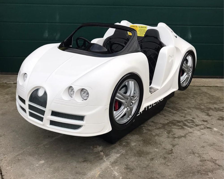 Used Spydero Bugatti in White Kiddie Ride - RARE