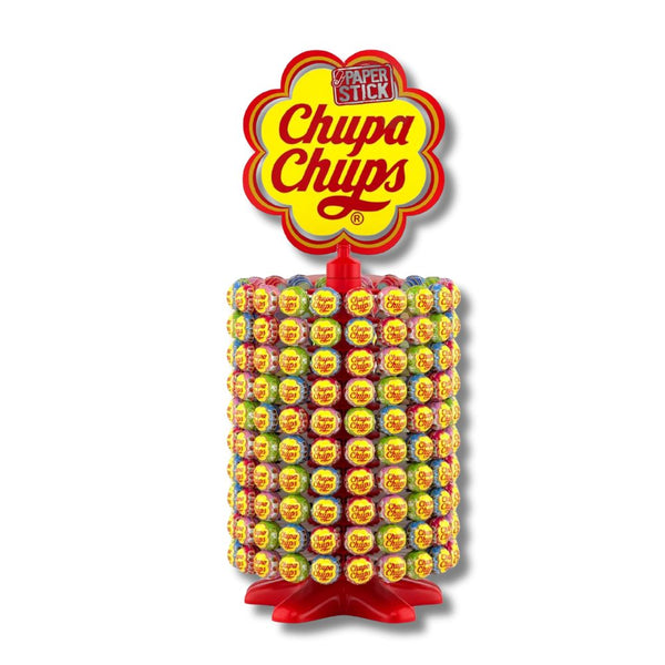Chupa Chups Assorted Lollipop Wheel Carousel with 7 Flavours of Party Sweets In Bulk. 200 lollies.