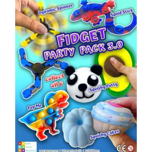 Fidget Party Pack in a 50mm vending capsule.