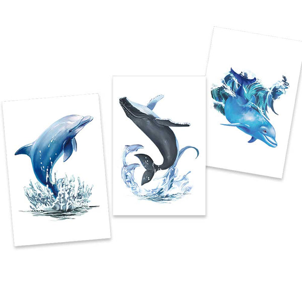 Glittered Dancing Dolphin flat-pack vending tattoos.