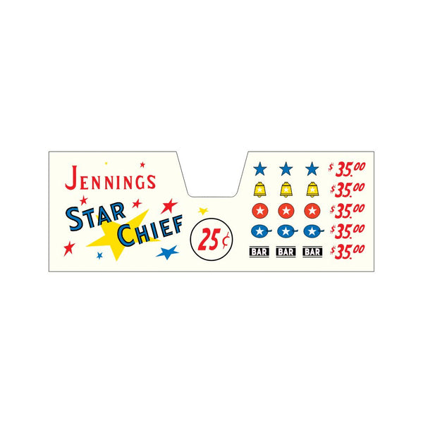 Jennings Star Chief Artwork Plexi Panel 25c Arcade Recreation