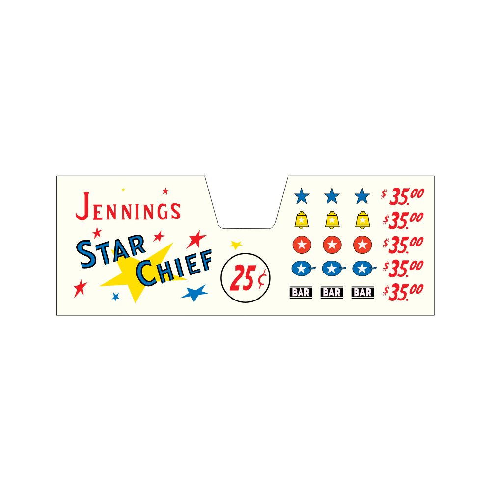 Jennings Star Chief Artwork Plexi Panel 25c Arcade Recreation