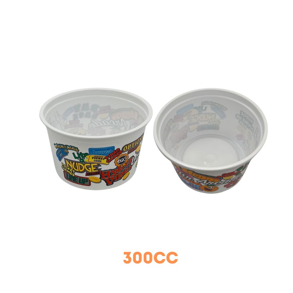 Plastic Small Coin Cups 300cc (x1200) - Love Your Arcade Theme