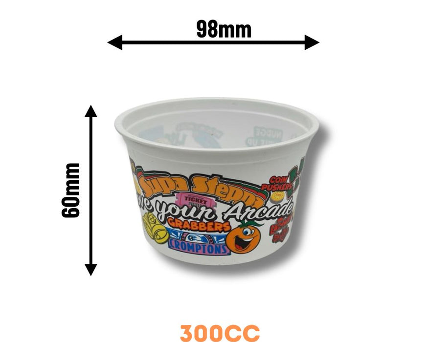 Plastic Small Coin Cups 300cc (x1200) - Love Your Arcade Theme
