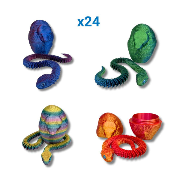 Large Egg with Amazing  3D Printed Snake in Assorted Colours (x24)