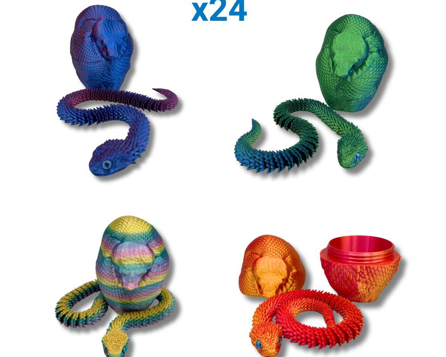 Large Egg with Amazing  3D Printed Snake in Assorted Colours (x24)