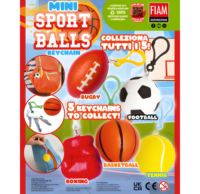 Mini Sport Balls Keychain (x400) 55mm Vending Prize Capsules