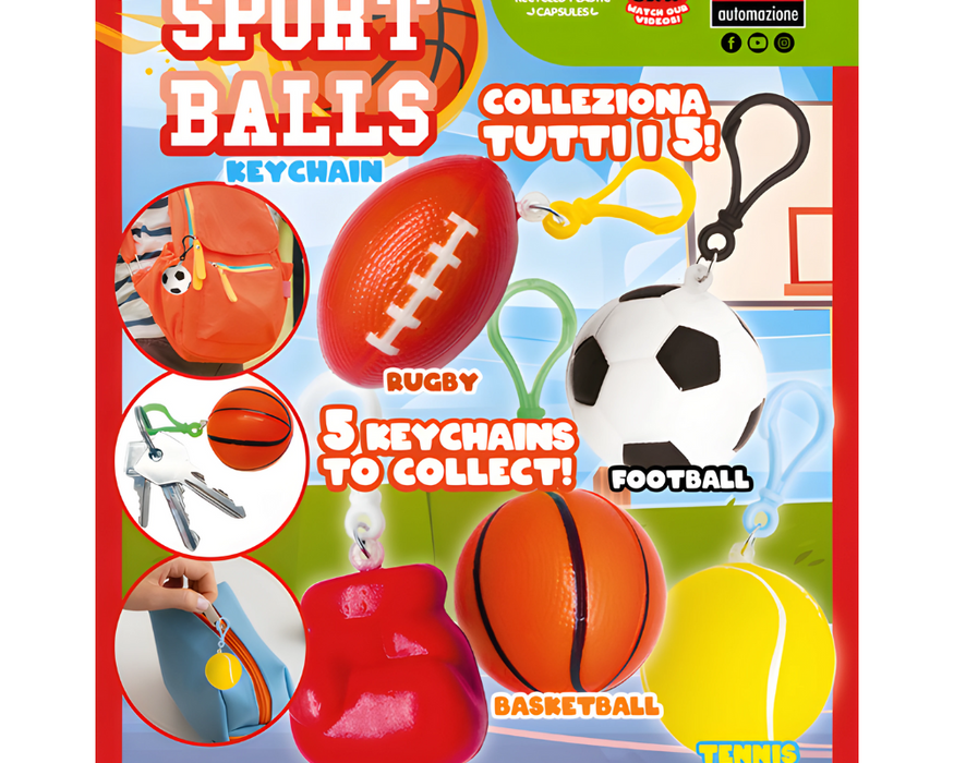 Mini Sport Balls Keychain (x400) 55mm Vending Prize Capsules