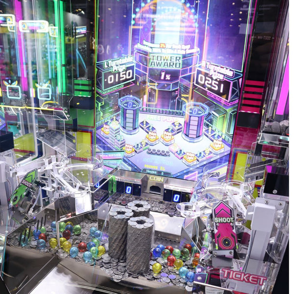 UNIS Neon Tower Twin - A Modern Twist on the Coin Pusher