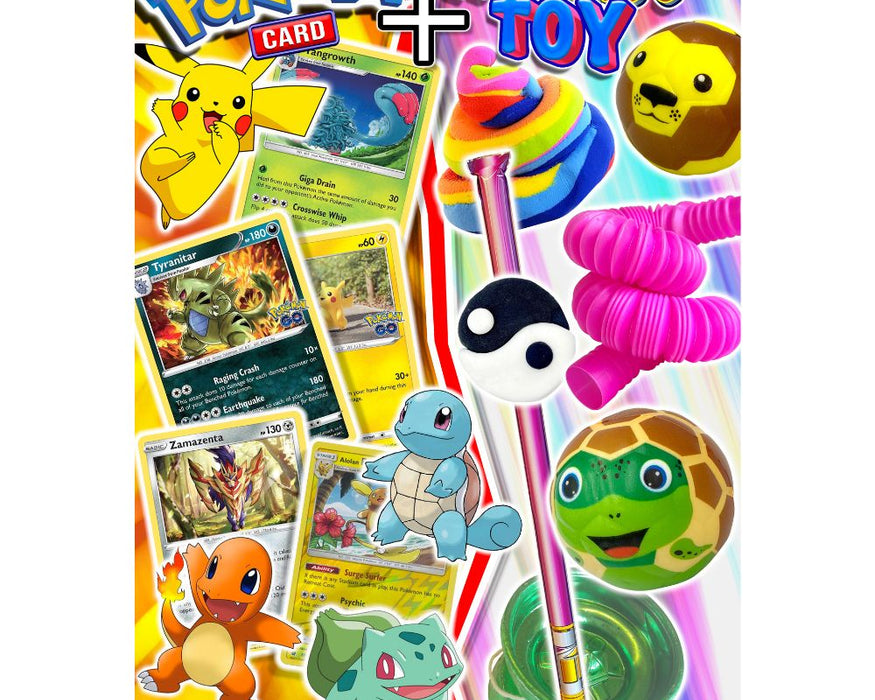 Pokemon Card + Mystery Gift contained in a 90mm prize vend capsule.