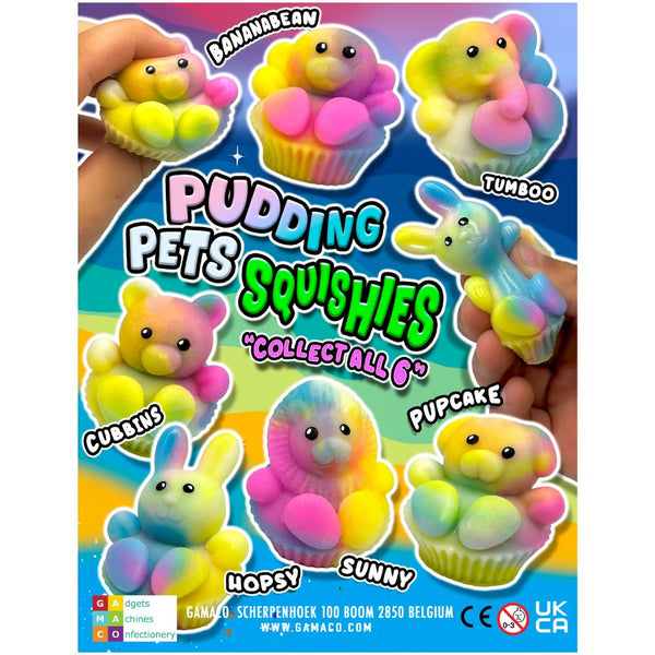 Pudding Pets Squishies in a 50mm Capsule.