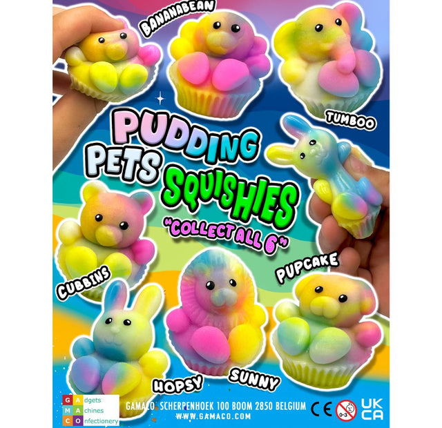 Pudding Pets Squishies in a 50mm Capsule.