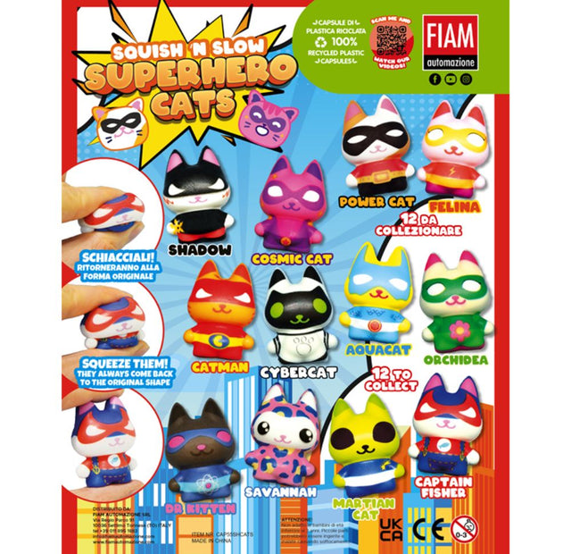 Squish' n Slow Superhero Cats 55mm (x500) Vending Prize Capsules