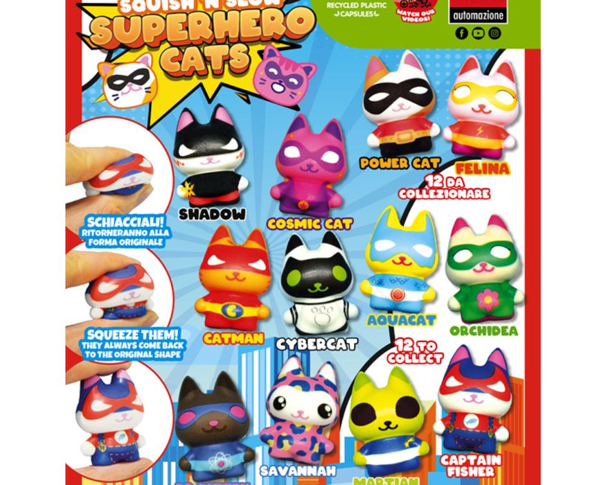 Squish' n Slow Superhero Cats 55mm (x500) Vending Prize Capsules