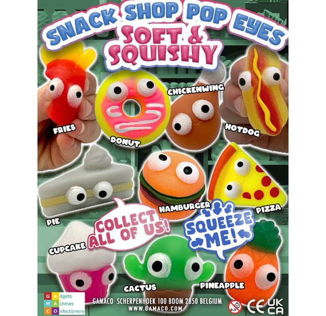 Soft & Squishy Snack Shop Pop Eyes (x500) 50mm Novelty Vending Capsules