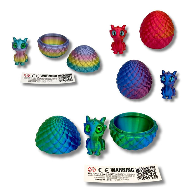 Dragon Eggs with Cute Dragon 3D Printed