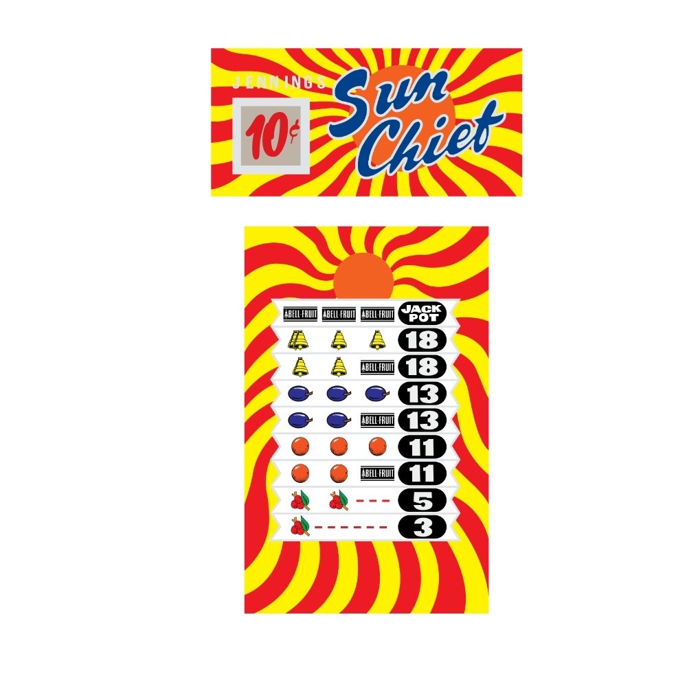 Jennings Sun Chief in Red Artwork Plexi Award Panel 10c Variant Arcade Recreation
