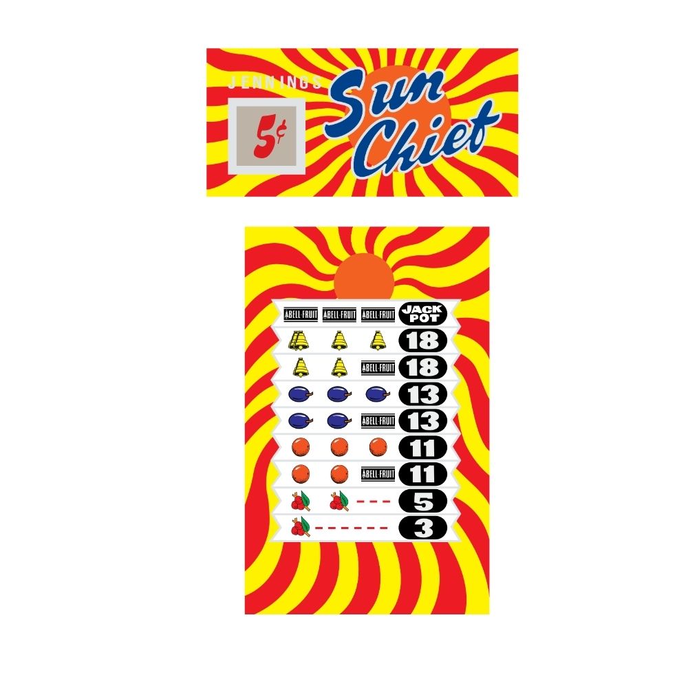 Jennings Sun Chief in Red Artwork Plexi Award Panel 5c Variant Arcade Recreation