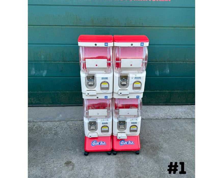 Used Tomy Gacha 4 Head Capsule Vending Machine White / Red #1