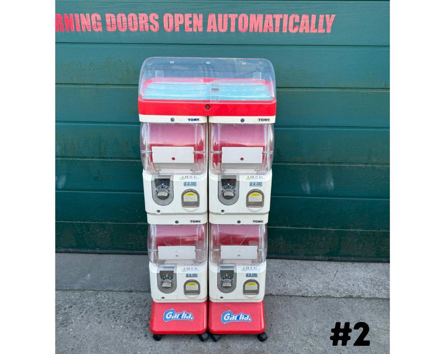 Used Tomy Gacha 4 Head Capsule Vending Machine White /Red #2