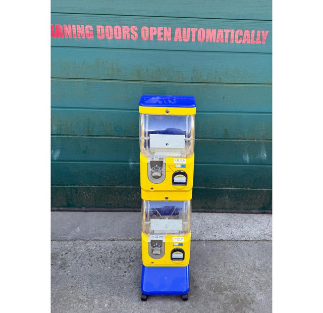 Used Tomy Gacha 2 Head Capsule Vending Machine Blue /Yellow