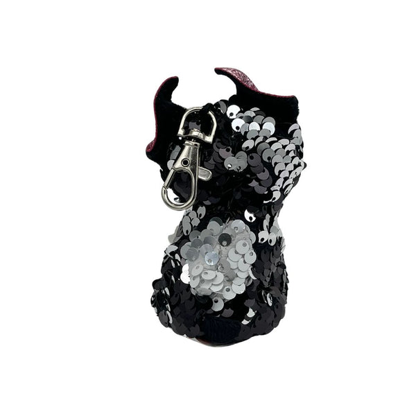 Ty Porsha Black Sequin Dog Plush Key Clip 