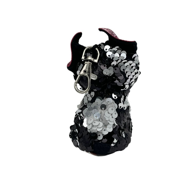 Ty Porsha Black Sequin Dog Plush Key Clip 