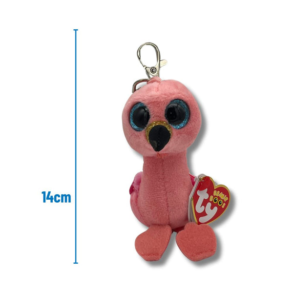 Ty Pink Flamingo Plush Key Clip