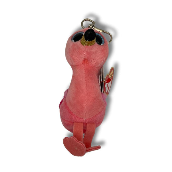 Ty Pink Flamingo Plush Key Clip